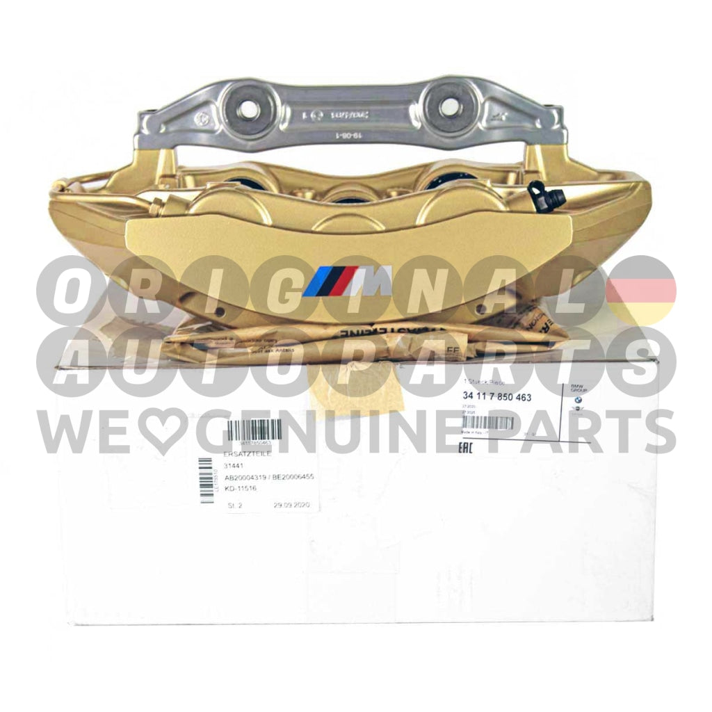 Genuine BMW M Performance Brake Caliper 6-pot front left gold M2 F87 M3 F80 M4 F82 F83 34117850463